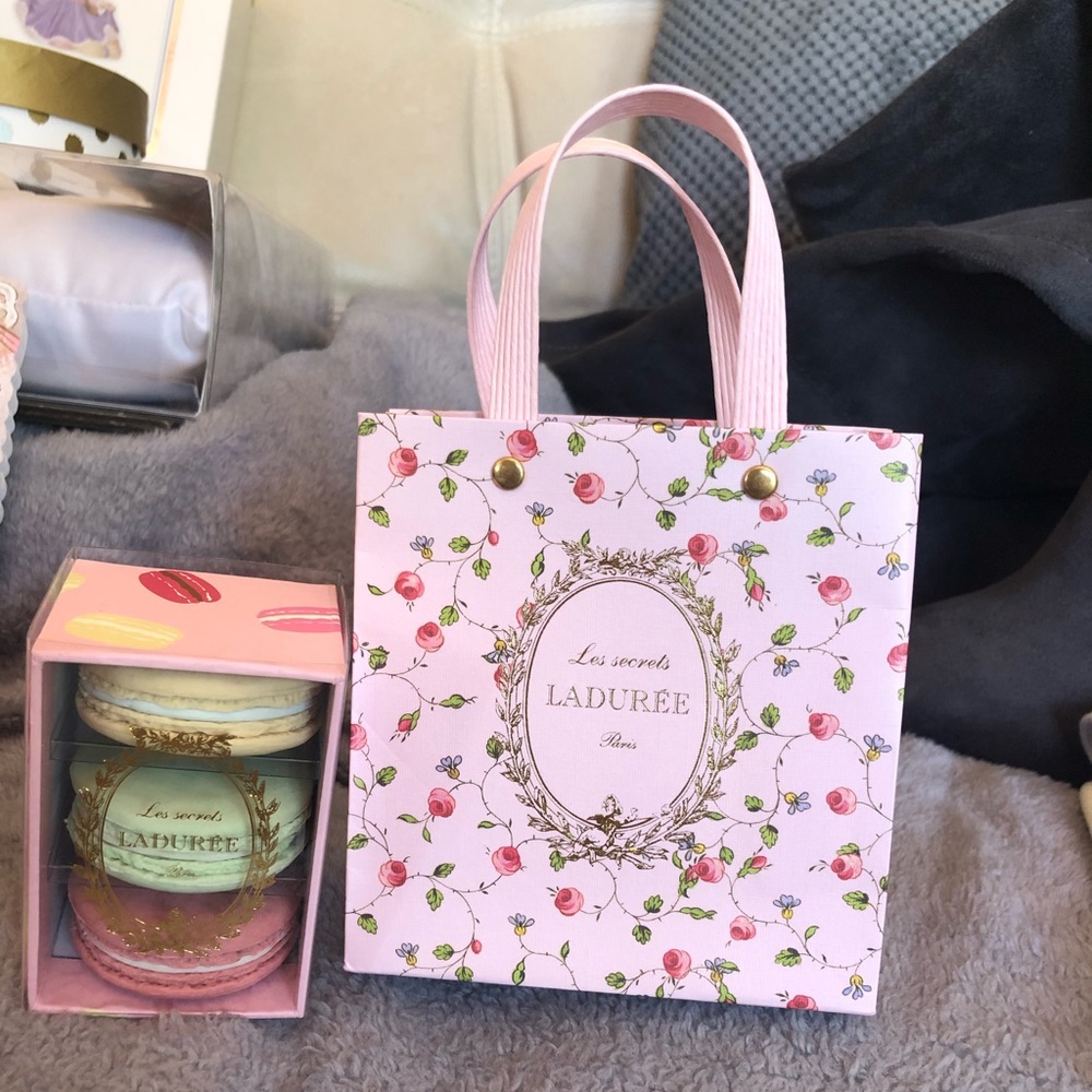 Mini Ladurée gift bag and macaron erasers